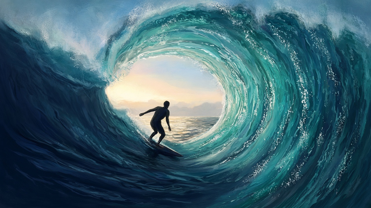 Ocean barrel wave